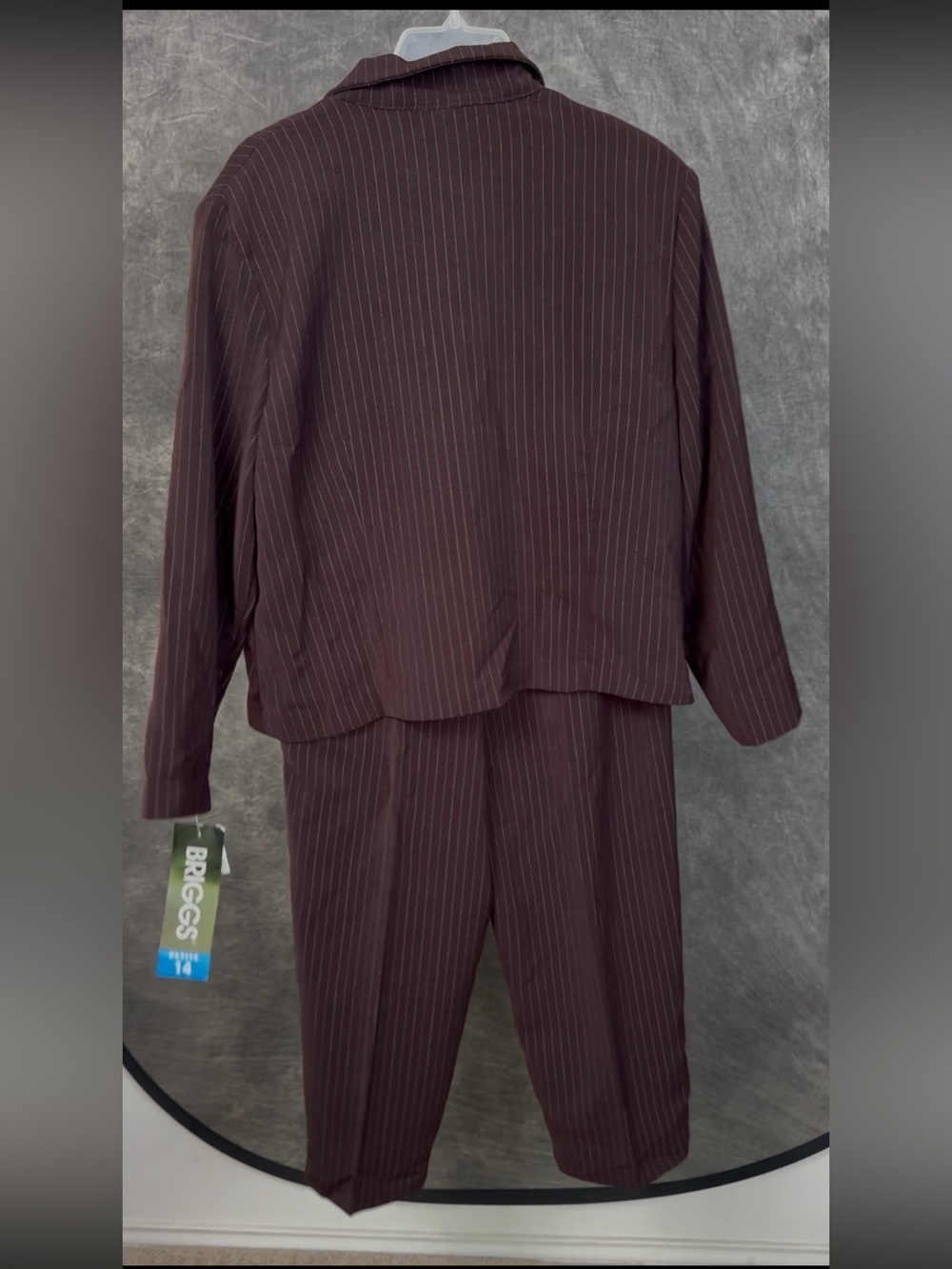 Briggs Petite Brown Pinstripe 2 Piece Pant Suit Set NWT Size 14P Career Office - Picture 4 of 11